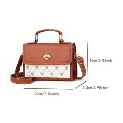 Heart Embroidery Crossbody Bag Small Flap Square Purse Handbag