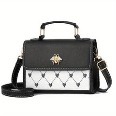 Heart Embroidery Crossbody Bag Small Flap Square Purse Handbag