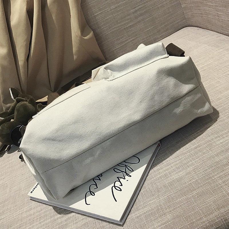 Canvas Handbag Casual Solid Shoulder Bag For School