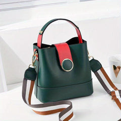 Bucket Handbag Wide Strap Crossbody Bag Buckle Shoulder Purses