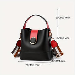 Bucket Handbag Wide Strap Crossbody Bag Buckle Shoulder Purses