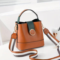 Bucket Handbag Wide Strap Crossbody Bag Buckle Shoulder Purses