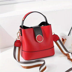 Bucket Handbag Wide Strap Crossbody Bag Buckle Shoulder Purses