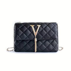Quilted Tassel Metal Chain Crossbody Bag