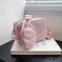 Quilted Crossbody Bag Solid Shoulder Bag With Coin Purse