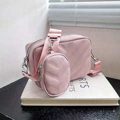 Quilted Crossbody Bag Solid Shoulder Bag With Coin Purse