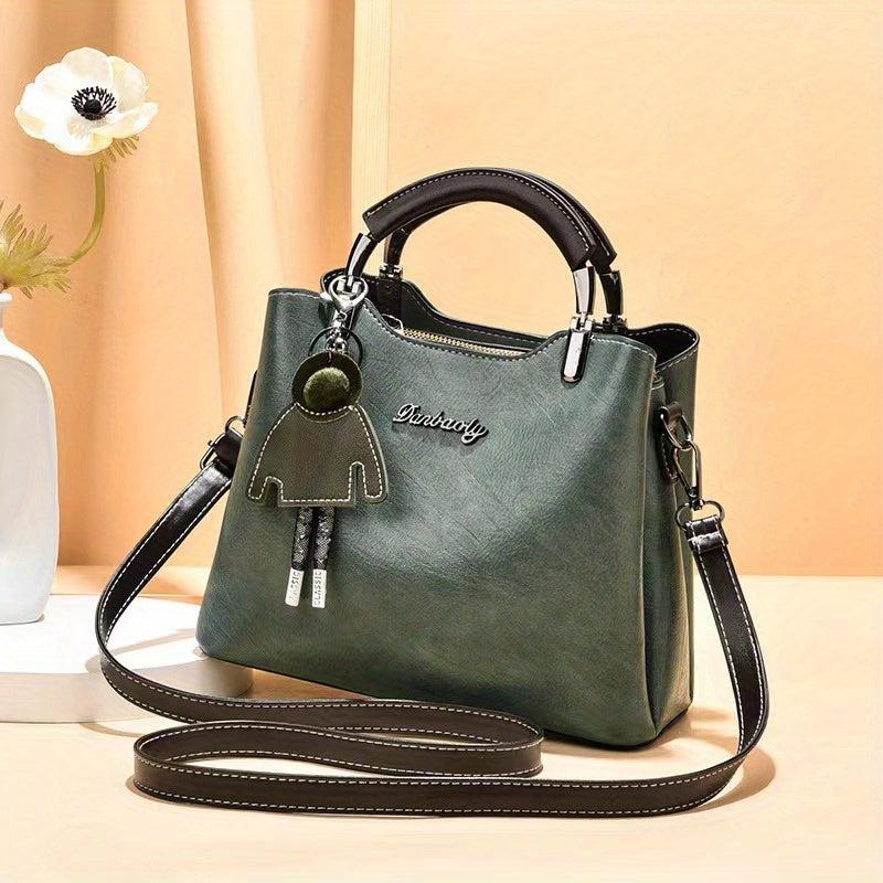Vintage Style Zipper Crossbody Bag PU Leather Casual Shoulder Bag