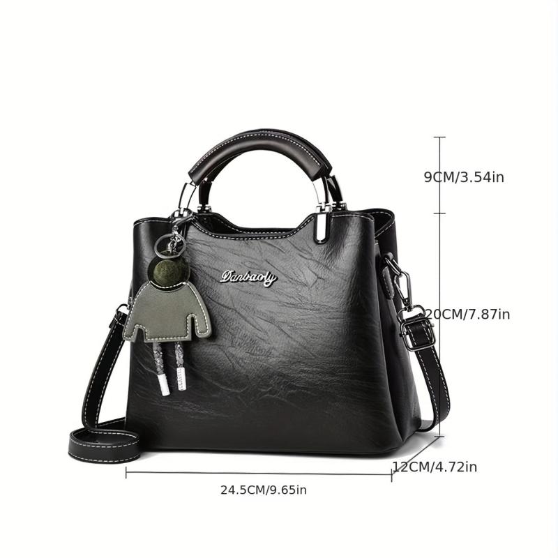 Vintage Style Zipper Crossbody Bag PU Leather Casual Shoulder Bag