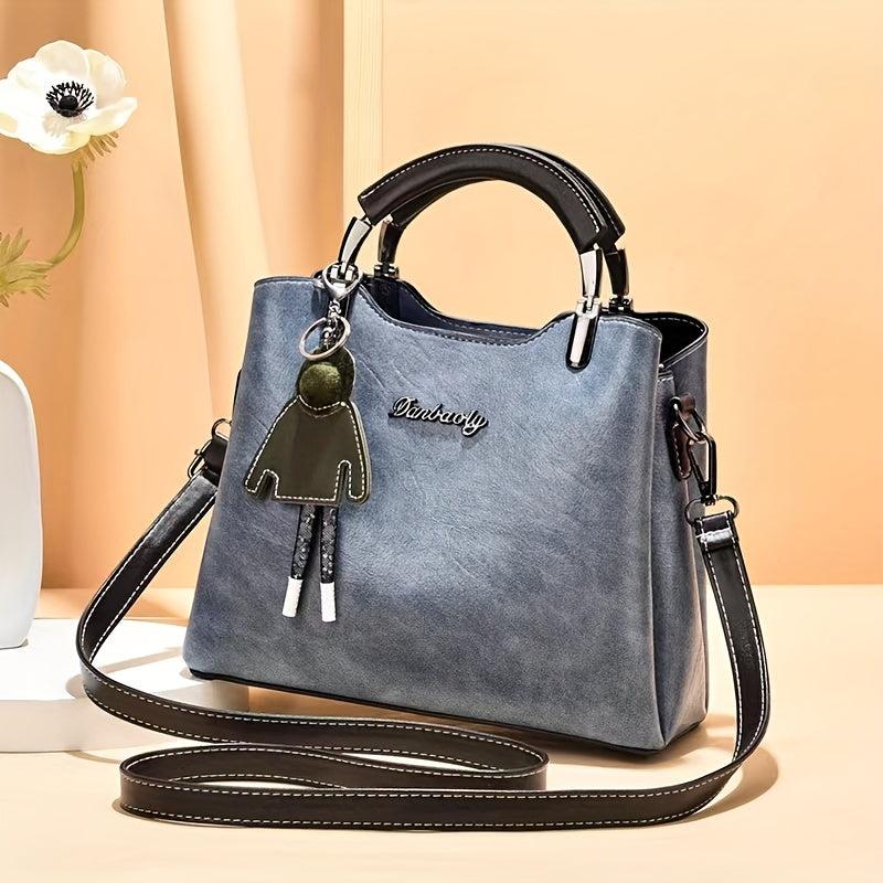 Vintage Style Zipper Crossbody Bag PU Leather Casual Shoulder Bag