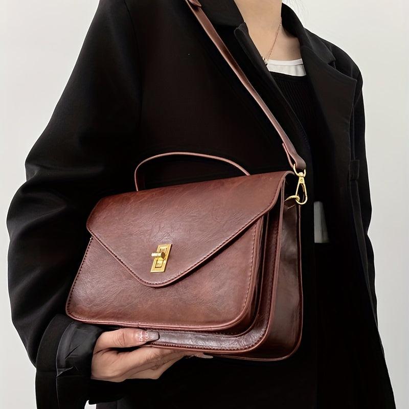 Vintage Flap Envelope Crossbody Bag Retro Turn Lock Shoulder Bag