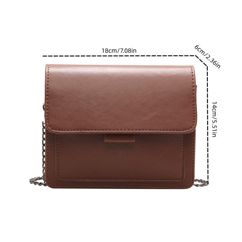 Vintage Wide Strap Crossbody Bag Solid Shoulder Bag For Women
