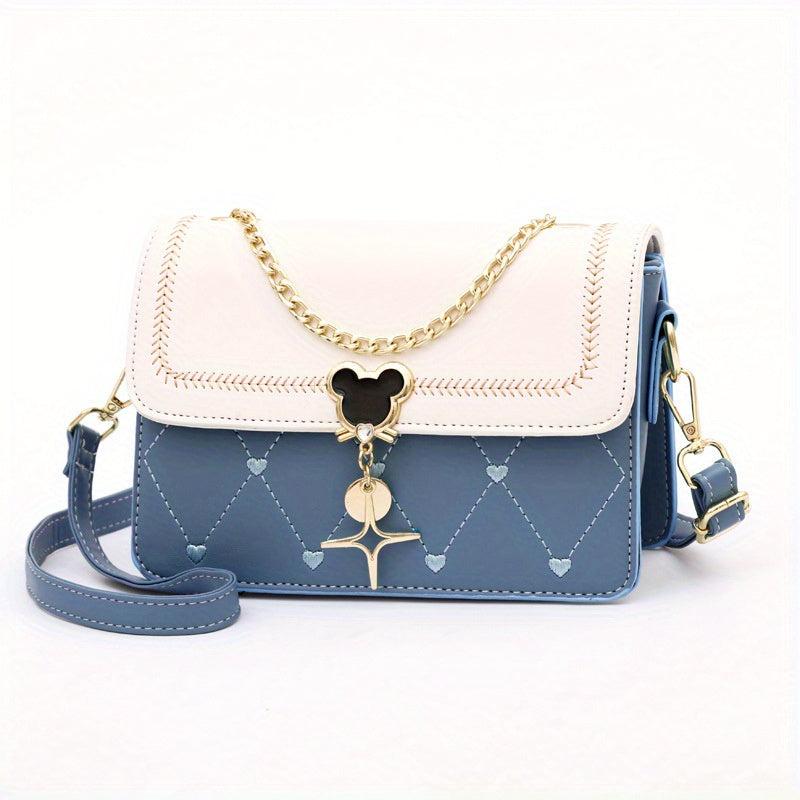 Metal Chain Decor Shoulder Bag Waterproof Crossbody Bag