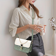 Metal Chain Decor Shoulder Bag Waterproof Crossbody Bag