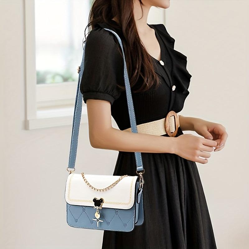 Metal Chain Decor Shoulder Bag Waterproof Crossbody Bag