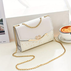 Sequins Decor Colorblock Shoulder Bag Classic Flap Square Crossbody Chain Bag