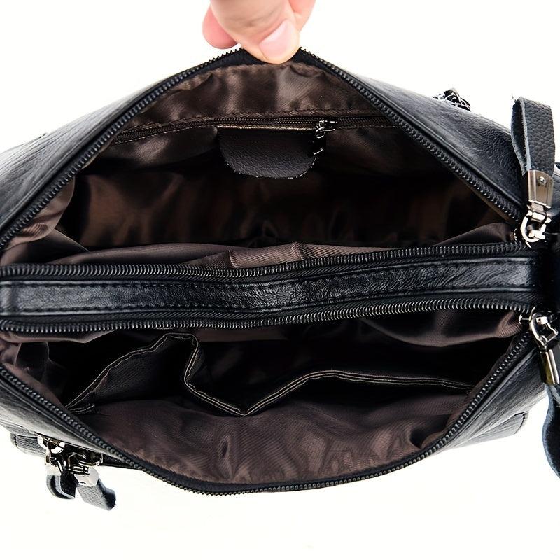 Solid Hobo Shoulder Bag Minimalist Crossbody Bag Women's Zipper Bag