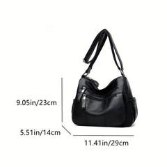 Solid Hobo Shoulder Bag Minimalist Crossbody Bag Women's Zipper Bag
