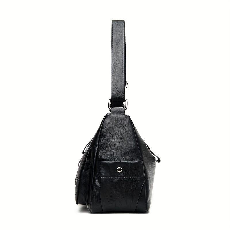 Solid Hobo Shoulder Bag Minimalist Crossbody Bag Women's Zipper Bag