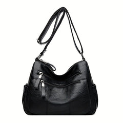 Solid Hobo Shoulder Bag Minimalist Crossbody Bag Women's Zipper Bag