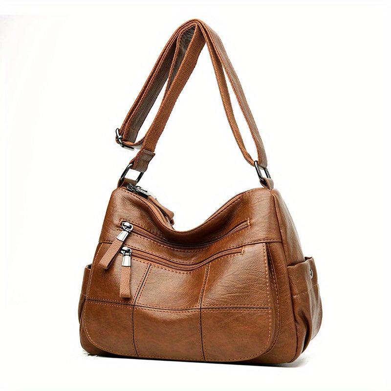 Solid Hobo Shoulder Bag Minimalist Crossbody Bag Women's Zipper Bag