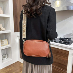 Vintage Tassel Crossbody Bag Solid Square Purse Ethnic Style