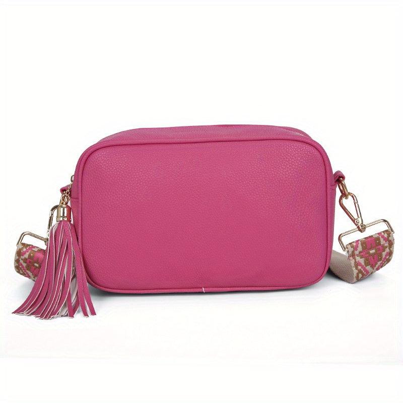 Vintage Tassel Crossbody Bag Solid Square Purse Ethnic Style