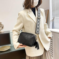 Vintage Tassel Crossbody Bag Solid Square Purse Ethnic Style