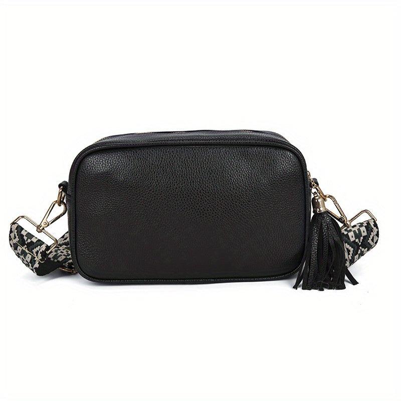 Vintage Tassel Crossbody Bag Solid Square Purse Ethnic Style