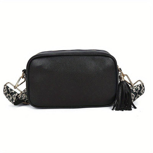 Vintage Tassel Crossbody Bag Solid Square Purse Ethnic Style