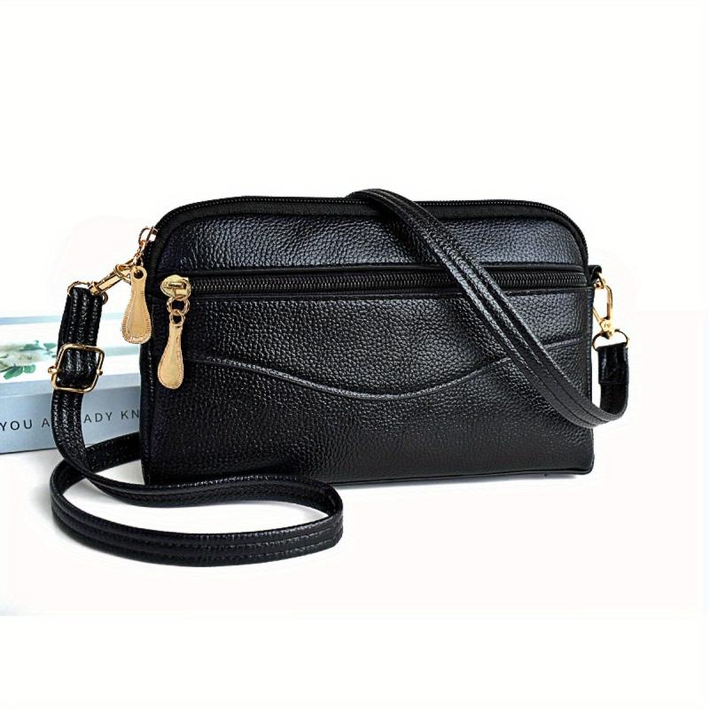Solid Crossbody Bag Classic All Match Purse With Detachable Strap
