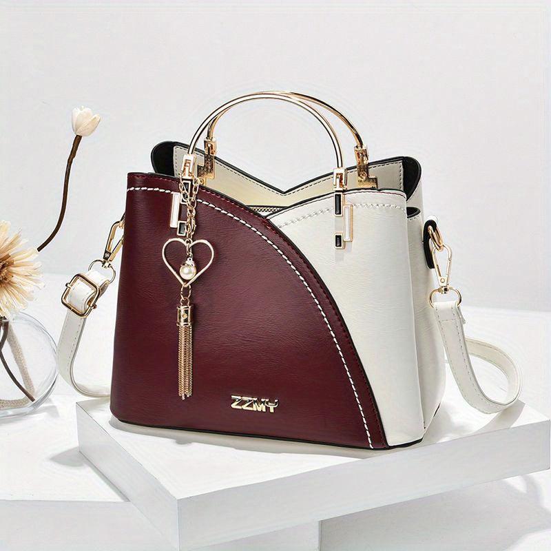 Top Ring Satchel Purse Tassel Decor Crossbody Bag For Women
