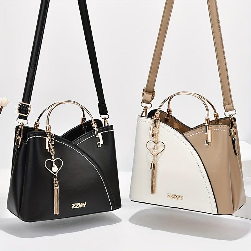Top Ring Satchel Purse Tassel Decor Crossbody Bag For Women