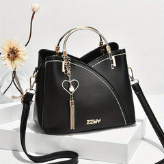 Top Ring Satchel Purse Tassel Decor Crossbody Bag For Women