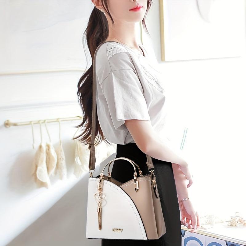 Top Ring Satchel Purse Tassel Decor Crossbody Bag For Women