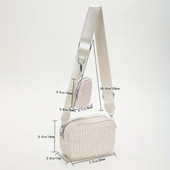 2Pcs Straw Woven Bag Set Crossbody with Coin Purses Boho Style