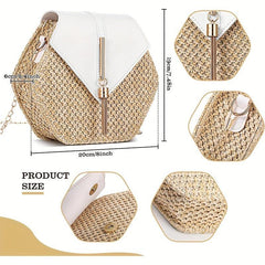 Bohemia Chain Crossbody Bag Women's Woven Flap Purse For Holiday