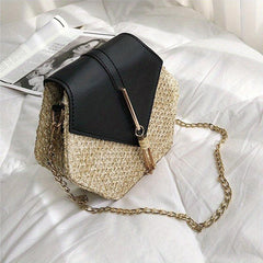 Bohemia Chain Crossbody Bag Women's Woven Flap Purse For Holiday