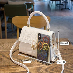 Crocodile Pattern Handbag Square Crossbody Bag Shoulder Purse
