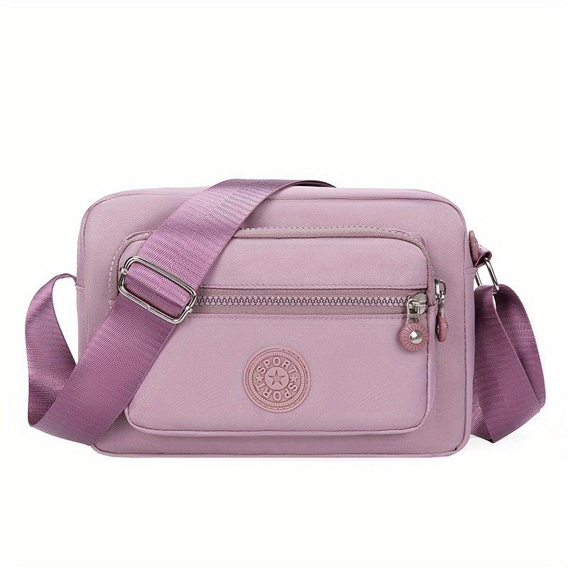 Casual Nylon Crossbody Bag Wide Strap Pocket Purse Waterproof