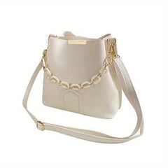 Thick Chain Crossbody Bag PU Leather Textured Bag Purse Classic Shoulder Bag