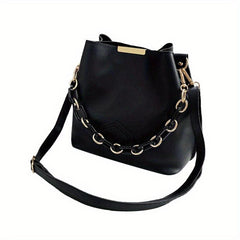 Thick Chain Crossbody Bag PU Leather Textured Bag Purse Classic Shoulder Bag