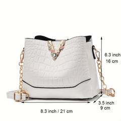 Crocodile Pattern Bucket Bag Chain Crossbody Shoulder Purse