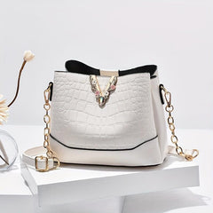Crocodile Pattern Bucket Bag Chain Crossbody Shoulder Purse
