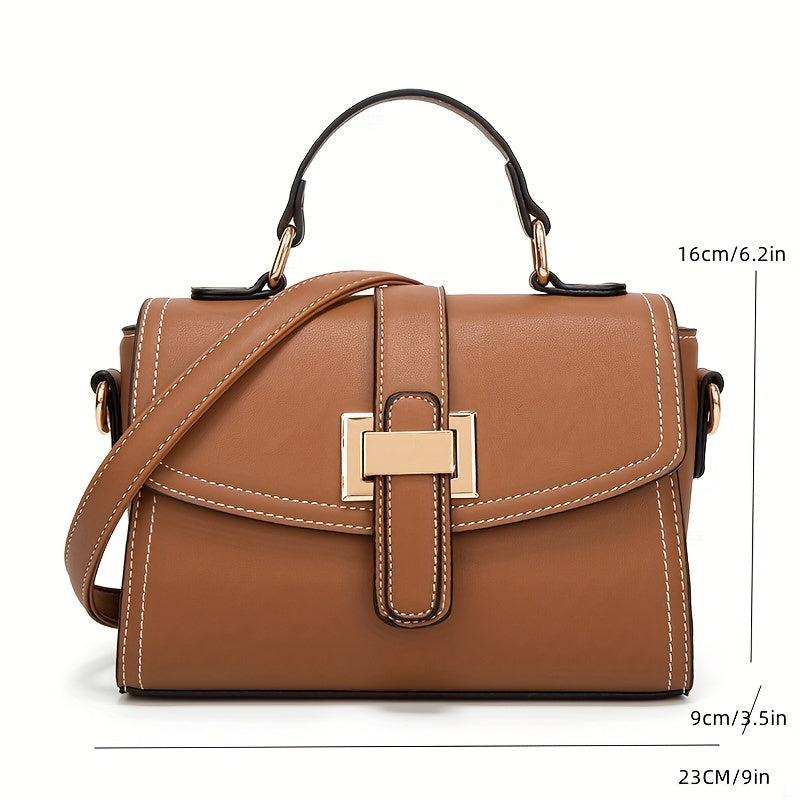 Solid PU Leather Shoulder Bag Zipper Flap Crossbody Handbag