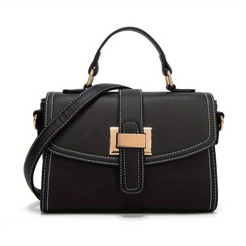 Solid PU Leather Shoulder Bag Zipper Flap Crossbody Handbag