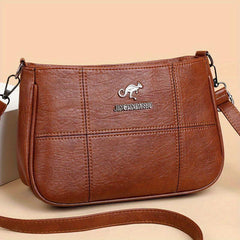 Retro Solid Crossbody Bag Classic PU Leather Shoulder Bag