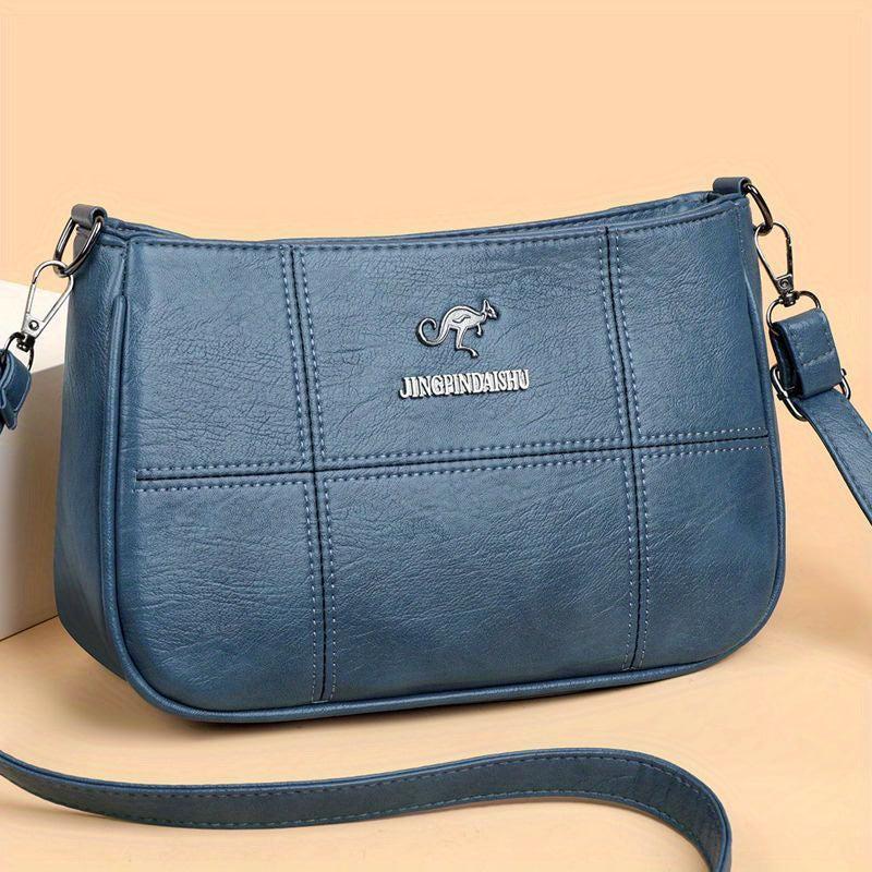 Retro Solid Crossbody Bag Classic PU Leather Shoulder Bag