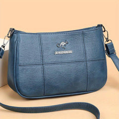 Retro Solid Crossbody Bag Classic PU Leather Shoulder Bag