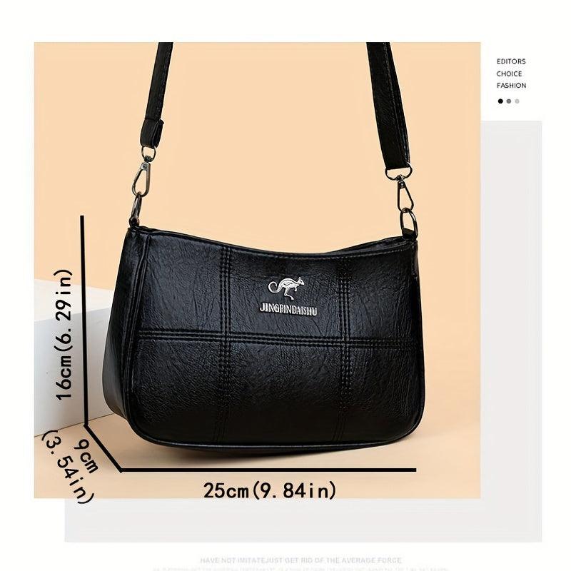 Retro Solid Crossbody Bag Classic PU Leather Shoulder Bag