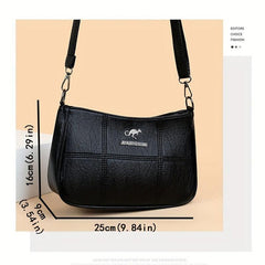 Retro Solid Crossbody Bag Classic PU Leather Shoulder Bag